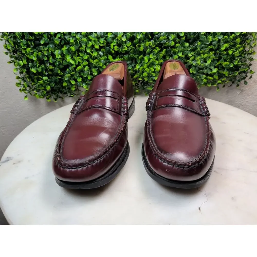 Dexter Burgundy Leather Penny Loafers Men's US 9.5 Made in USA Handsewn Dress